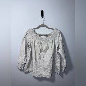 LOFT Women’s Gray Long Sleeves Off the Shoulder Blouse lightweight Large EUC